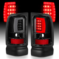 Thumbnail for ANZO 1994-2001 Dodge Ram 1500 LED Taillights Plank Style Black w/Clear Lens
