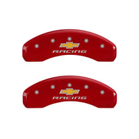 Thumbnail for MGP 4 Caliper Covers Engraved Front & Rear Chevy racing Red finish silver ch
