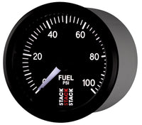 Thumbnail for Autometer Stack 52mm 0-100 PSI 1/8in NPTF Male Pro Stepper Motor Fuel Pressure Gauge - Black