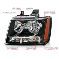 Thumbnail for ANZO 2007-2014 Chevrolet Tahoe/Suburban Crystal Headlights Black