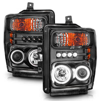 Thumbnail for ANZO 2008-2010 Ford F-250 Projector Headlights w/ Halo Black (CCFL)