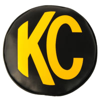 Thumbnail for KC HiLiTES 8in. Round Soft Cover (Pair) - Black w/Yellow KC Logo