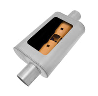 Thumbnail for Gibson MWA Superflow Offset/Center Oval Muffler - 4x9x14in/3in Inlet/3in Outlet - Stainless