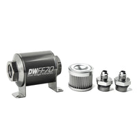 Thumbnail for DeatschWerks Stainless Steel 6AN 10 Micron Universal Inline Fuel Filter Housing Kit (70mm)