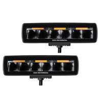 Thumbnail for Go Rhino Xplor Blackout Combo Series Sixline LED Spot Lights w/Amber (Surface Mount) - Blk (Pair)
