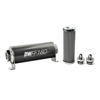 Thumbnail for DeatschWerks Stainless Steel 6AN 100 Micron Universal Inline Fuel Filter Housing Kit (160mm)