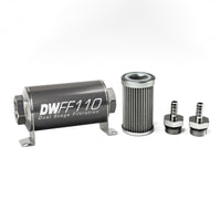 Thumbnail for DeatschWerks Stainless Steel 5/16in 40 Micron Universal Inline Fuel Filter Housing Kit (110mm)