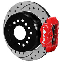 Thumbnail for Wilwood Ford Explorer 8.8in Rear Axle Dynalite Disc Brake Kit 12.19in Drill/Slot Rotor Red Caliper