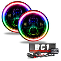 Thumbnail for Oracle 7in High Powered LED Headlights - Black Bezel - ColorSHIFT - BC1 SEE WARRANTY