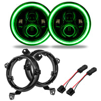 Thumbnail for Oracle Jeep Wrangler JL/Gladiator JT 7in. High Powered LED Headlights (Pair) - Green