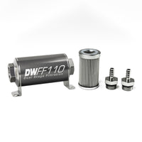 Thumbnail for DeatschWerks Stainless Steel 5/16in 10 Micron Universal Inline Fuel Filter Housing Kit (110mm)