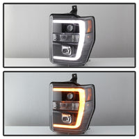 Thumbnail for Spyder 08-10 Ford F-250 SD Projector Headlights V2-Switch Back Light Bar-Black PRO-YD-FS08V2-SBLB-BK