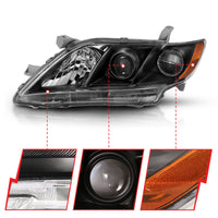 Thumbnail for ANZO 2007-2009 Toyota Camry Projector Headlight Black Amber