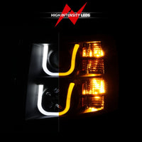 Thumbnail for ANZO 2007-2013 Chevrolet Silverado 1500/2500 Projector Headlights w/ U-Bar Switchback Black w/ Amber
