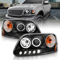 Thumbnail for ANZO 1997.5-2003 Ford F-150 Projector Headlights w/ Halo and LED Black 1pc