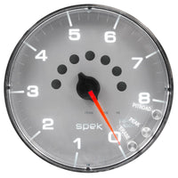 Thumbnail for Autometer Spek-Pro Gauge Tachometer 5in 8K Rpm W/Shift Light & Peak Mem Silver/Chrome