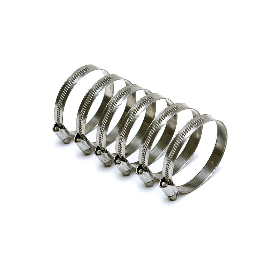 HPS Stainless Steel Embossed Hose Clamps Size 28 6pc Pack 1-9/16" - 2-1/4" (40mm-57mm)