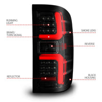 Thumbnail for ANZO 15-19 Chevrolet Silverado 2500 HD/3500 HD LED Taillight w/ Sequential Black Housing/Smoke Lens