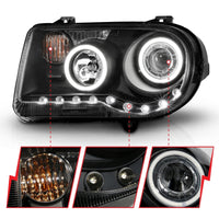 Thumbnail for ANZO 2005-2010 Chrysler 300C Projector Headlights w/ Halo Black (CCFL) G2