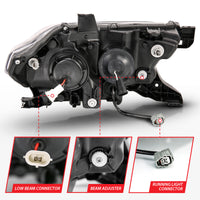 Thumbnail for ANZO 2016-2017 Toyota Tacoma Projector Headlights w/ Plank Style Design Black/Amber w/ DRL