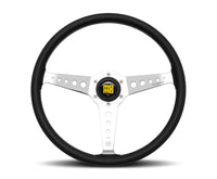 Thumbnail for Momo California Steering Wheel 360 mm - Black Leather/White Stitch/Pol Spokes