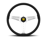 Thumbnail for Momo California Steering Wheel 360 mm - Black Leather/White Stitch/Pol Spokes