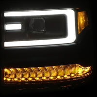 Thumbnail for ANZO 16+ Chevy Silverado 1500 Projector Headlights Plank Style Black w/Amber/Sequential Turn Signal