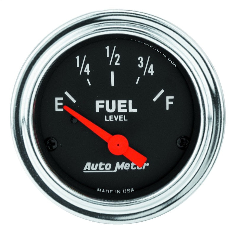 Autometer Traditional Chrome 2-1/16in 0 Ohm - 30 Ohm Full Electrical Fuel Level Gauge