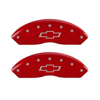 Thumbnail for MGP 4 Caliper Covers Engraved Front & Rear Bowtie Red finish silver ch