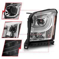 Thumbnail for ANZO 2015-2017 GMC Yukon XL Projector Headlights W Lightbar - Chrome/Amber