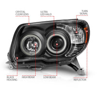 Thumbnail for ANZO 2006-2009 Toyota 4Runner Projector Headlights w/ Halo Black