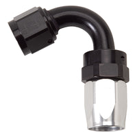 Thumbnail for Russell Performance -10 AN Black/Silver 120 Degree Tight Radius Full Flow Swivel Hose End
