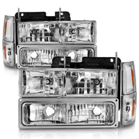 Thumbnail for ANZO 88-98 Chevrolet C1500 Crystal Headlights Chrome w/ Signal and Side Marker Lights