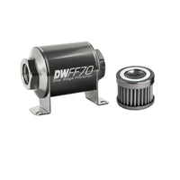 Thumbnail for DeatschWerks Stainless Steel 8AN 40 Micron Universal Inline Fuel Filter Housing Kit (70mm)