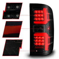 Thumbnail for ANZO 15-19 Chevrolet Silverado 2500 HD/3500 HD LED Taillight w/ Sequential Black Housing/Smoke Lens