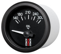Thumbnail for Autometer Stack 52mm 140-300 Deg F 1/8in NPTF Electric Oil Temp Gauge - Black