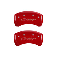 Thumbnail for MGP 4 Caliper Covers Engraved Front & Rear Cursive/Challenger Red finish silver ch
