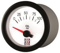Thumbnail for Autometer Stack 52mm 0-100 PSI 1/8in NPTF Electric Oil Pressure Gauge - White