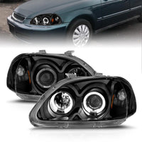 Thumbnail for ANZO 1996-1998 Honda Civic Projector Headlights w/ Halo Black