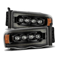 Thumbnail for AlphaRex 02-05 Dodge Ram 1500 NOVA LED Proj Headlights Alpha Black w/Activ Light/Seq Signal