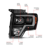 Thumbnail for ANZO 2009-2014 Ford F-150 Projector Light Bar H.L Black Amber