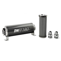 Thumbnail for DeatschWerks Stainless Steel 8AN 40 Micron Universal Inline Fuel Filter Housing Kit (160mm)