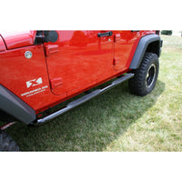 Thumbnail for Rugged Ridge 3-In Round Side Steps Black 07-18 4-Door Jeep Wrangler