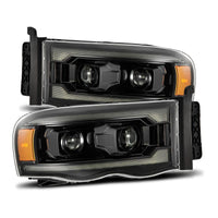 Thumbnail for AlphaRex 02-05 Dodge Ram 1500 LUXX LED Proj Headlights Alpha Black w/Activ Light/Seq Signal