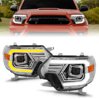 Thumbnail for ANZO 12-15 Toyota Tacoma Projector Headlights - w/ Light Bar Switchback Chrome Housing
