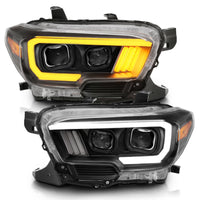 Thumbnail for ANZO 2016-2017 Toyota Tacoma Projector Headlights w/ Plank Style Switchback Black w/ Amber