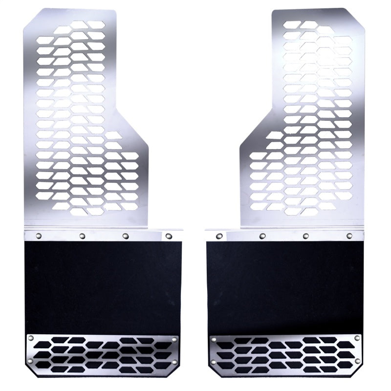 Putco 11-16 Ford SuperDuty - Set of 2 (Excl Dually Rear) Mud Skins - Polished SS w/ Hex Shield