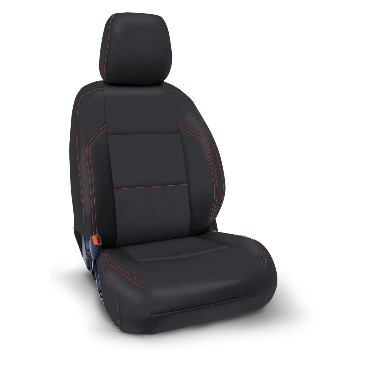 PRP 2016+ Toyota Tacoma Front Seat Covers with Elecltric Seat Adj. (Pair) - Black with Red Stitching