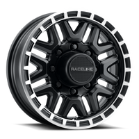 Thumbnail for Raceline 953BM Krank 16x6in / 6x139.7 BP / 0mm Offset / 4.25mm Bore - Black & Machined Wheel