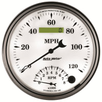 Thumbnail for AutoMeter Gauge Tach/Speedo 5in. 120MPH & 8K RPM Elec. Program Old Tyme White II